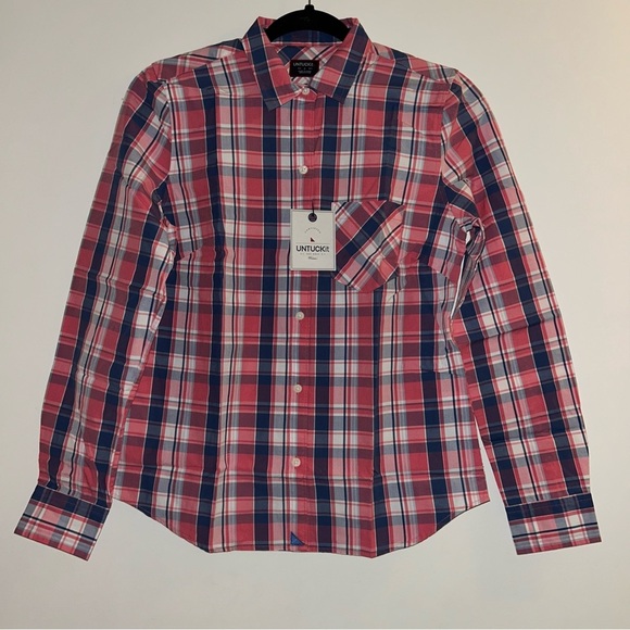 UNTUCKit Laconda Women’s Red & Blue Checkered Button Down Shirt Size 2 NWT - Picture 1 of 5